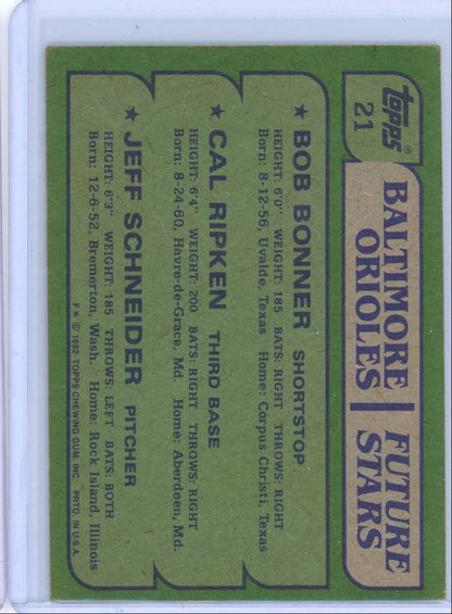 Baltimore Orioles (Cal Ripken Jr.) 1982 Topps Future Stars #21