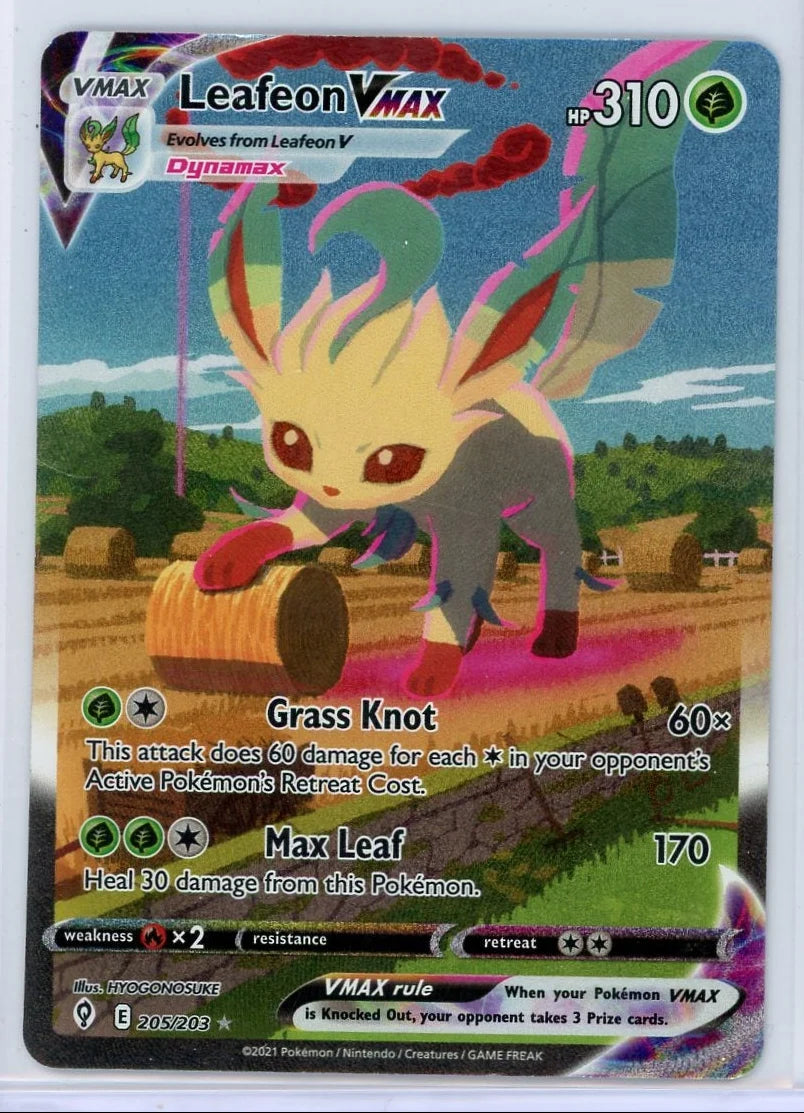 Leafeon Vmax Pokémon Evolving Skies Secret Rare #205/203