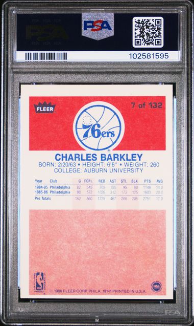 Charles Barkley 1986 Fleer #7 PSA 8