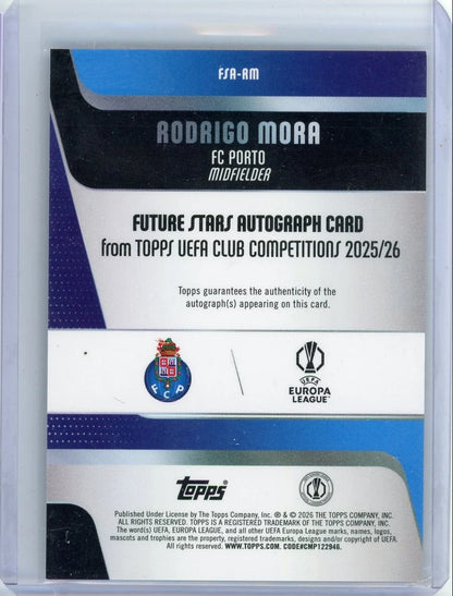 Rodrigo Mora 2025-26 Topps UEFA Club Competitions Future Stars Autograph Blue Foil #'d 083/150