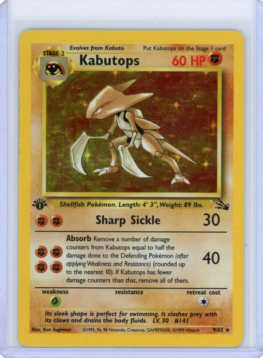 Kabutops 1999 Pokémon Fossil 1st Edition Holo #9/62