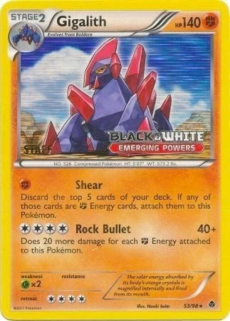 Gigalith 53/98 (Prerelease) [Staff] (53/98) (Black and White Promos) (PR)