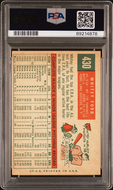 Whitey Ford 1959 Topps #430 PSA 6