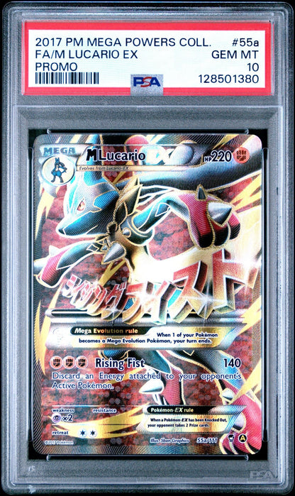 FA/M LUCARIO EX PROMO 2017 POKEMON MEGA POWERS COLLECTION PROMO PSA GEM MT 10