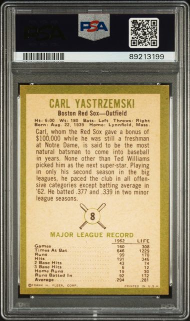 Carl Yastrzemski 1963 Fleer #8 PSA 5
