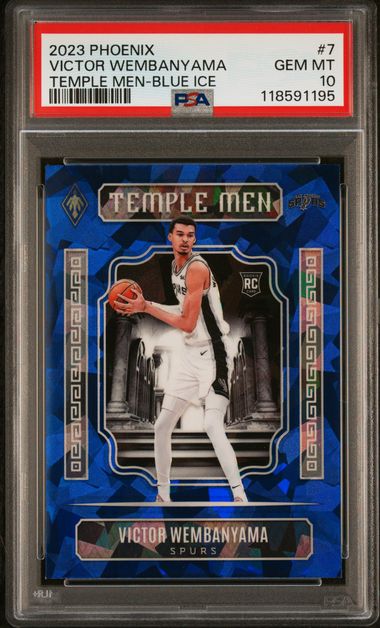 Victor Wembanyama 2023 Phoenix Temple Men Blue Ice RC PSA 10