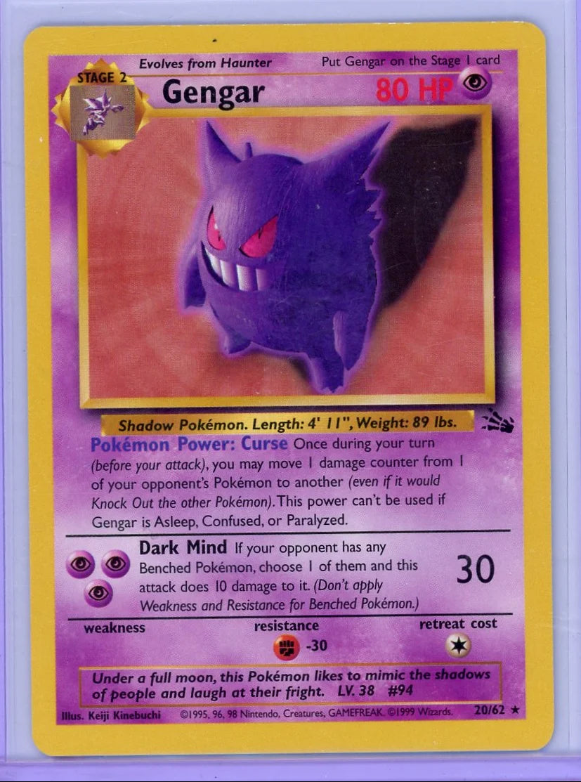 Gengar Pokémon Fossil Holo Rare #20/62