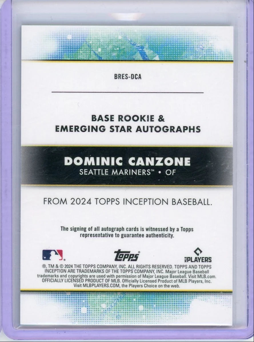 Dominic Canzone 2024 Topps Inception Rookie Autograph #'d 053/125