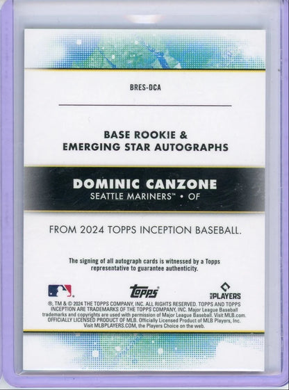 Dominic Canzone 2024 Topps Inception Rookie Autograph #'d 053/125
