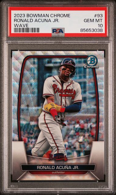Ronald Acuna Jr. 2023 Bowman Chrome Wave Refractor #'d 046/100 PSA 10