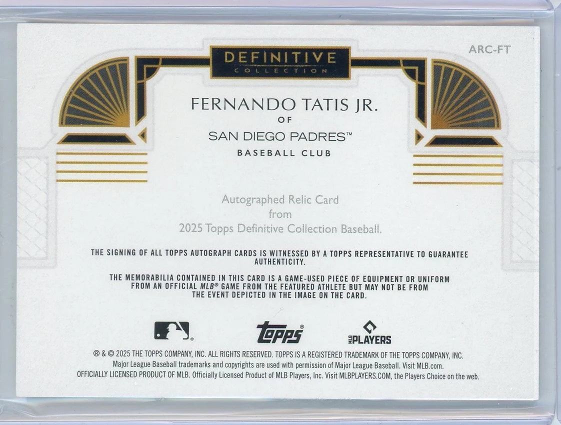 Fernando Tatis Jr. 2025 Topps Definitive Autographed Relic #'d /50