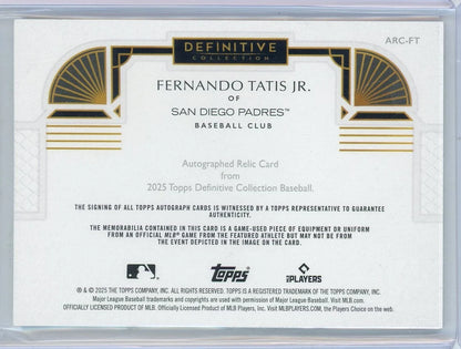 Fernando Tatis Jr. 2025 Topps Definitive Autographed Relic #'d /50