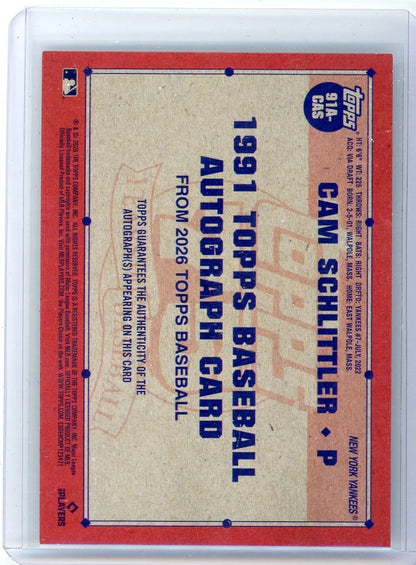 Cam Schlittler 2026 Topps Series 1 75th Anniversary Rookie Autograph