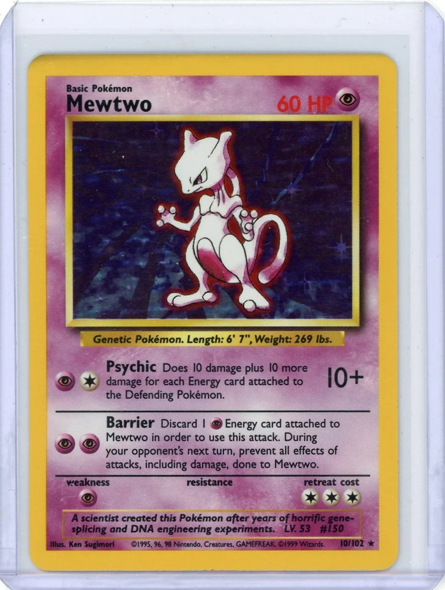 Mewtwo 1999 Pokemon Base Set holo #10/102 LP/MP