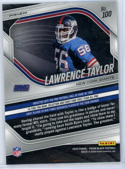 Lawrence Taylor 2025 Panini Prizm Mojo prizm #'d 11/25