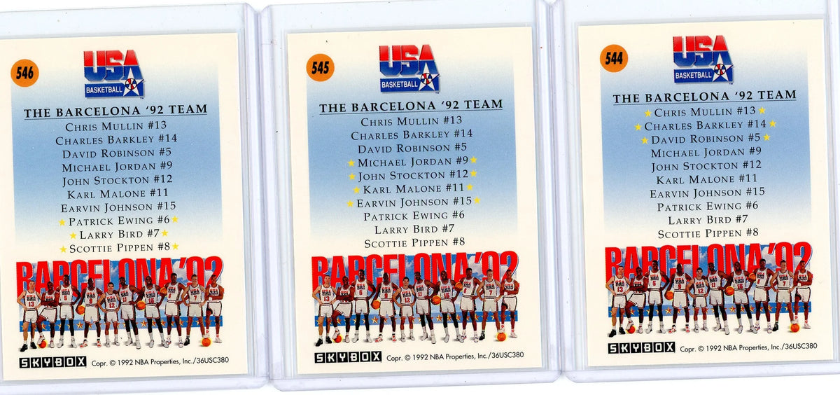 1992 Dream Team USA Barcelona 1992 SkyBox #544, #545, #546 (3-card lot)