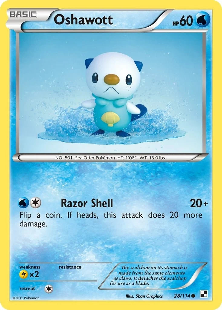 Oshawott (28) (28/114) (Black and White) (BLW)