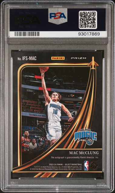 Mac McClung 2023 Panini Select In Flight green prizm autograph #'d 1/5 PSA 8
