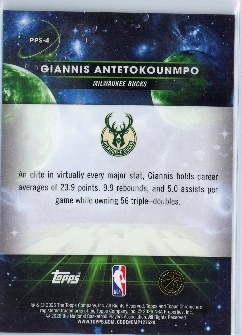Giannis Antetokounmpo 2025 Topps Cosmic Chrome Planetary Pursuit Sun