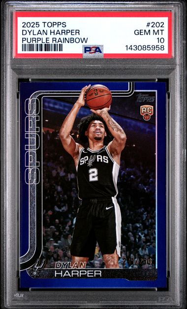Dylan Harper 2025 Topps Purple Rainbow Rookie #'d 241/250 PSA 10