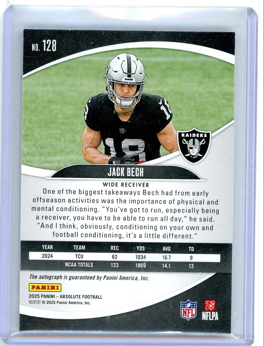 Jack Bech 2025 Absolute Football autograph Silver #'d 161/299