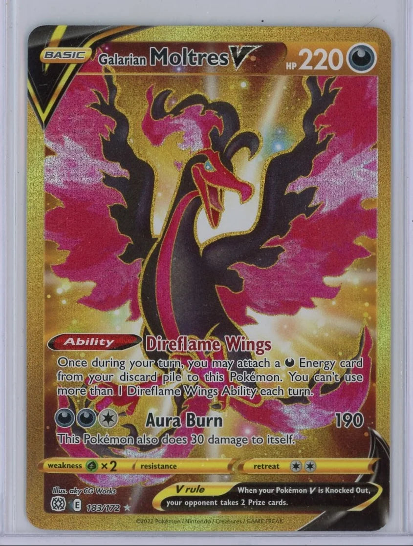 Galarian Moltres V Pokémon Brilliant Stars Gold Secret Rare #183/172