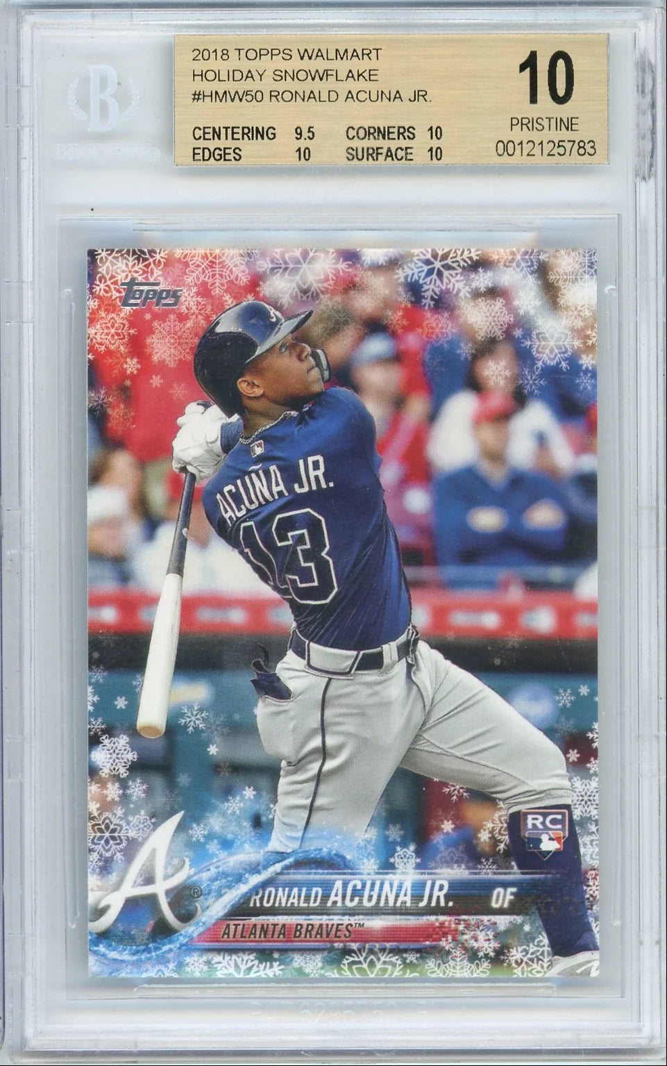 Ronald Acuna Jr. 2018 Topps Holiday Snowflake rookie card BGS 10 Pristine