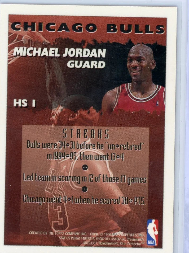 Michael Jordan 1995-96 Topps Finest Hot Stuff W/Peel