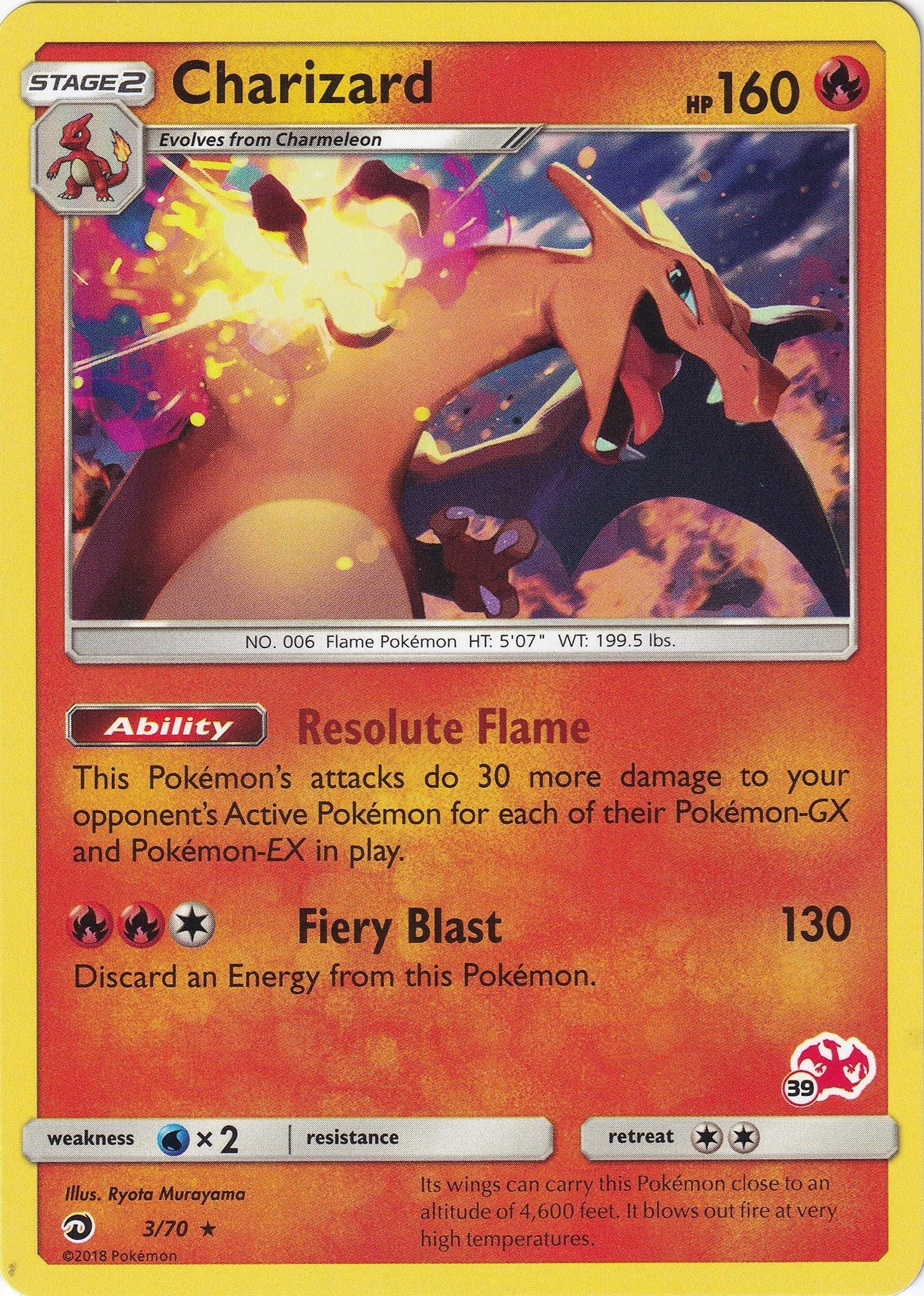 Charizard - 3/70 (#39 Charizard Stamped) (003/070) (Battle Academy) (BTA)