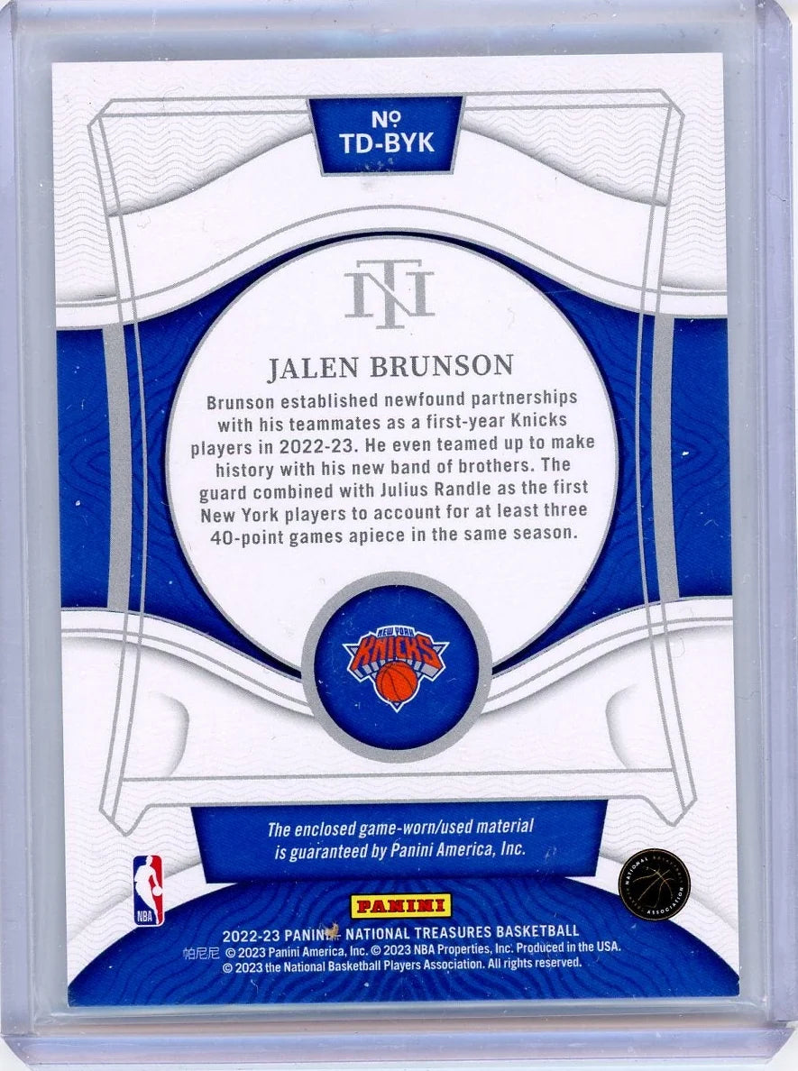 Jalen Brunson 2022-23 Panini National Treasures Treasured relic #'d 20/99