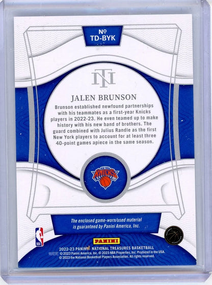 Jalen Brunson 2022-23 Panini National Treasures Treasured relic #'d 20/99