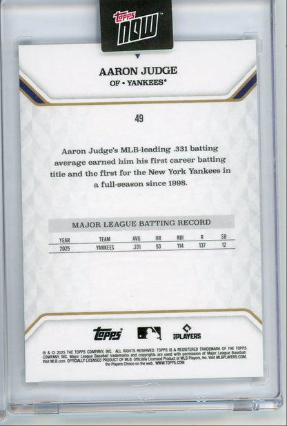 Aaron Judge 2025 Topps Now MVP Collection Blue #'d 12/35