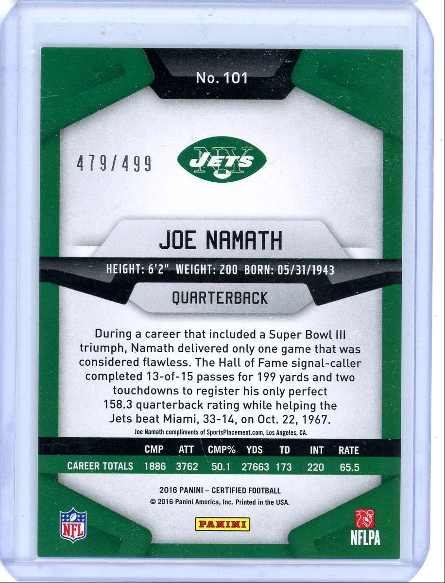 Joe Namath 2016 Panini Certified Immortals Mirror #'d 479/499