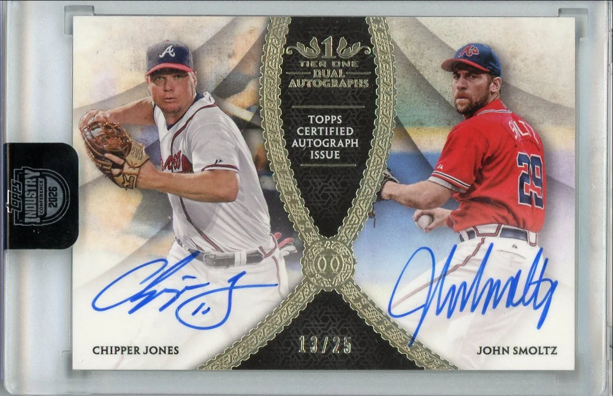 Chipper Jones & John Smoltz 2017 Topps Tier One Dual Auto #'d 13/25