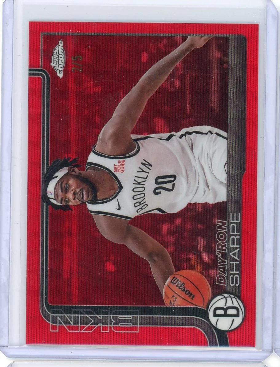 Day'Ron Sharpe 2025-26 Topps Chrome red wave refractor #'d 2/5