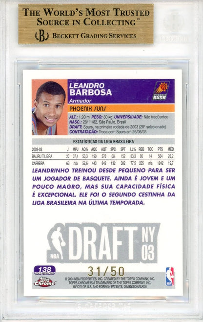 Leandro Barbosa 2003-04 Topps Chrome Gold ref. RC #'d 31/50 BGS 9.5