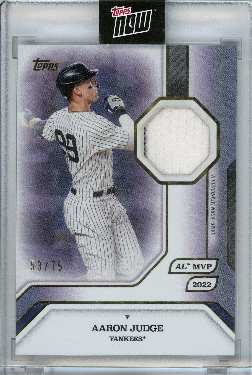 Aaron Judge 2025 Topps Now MVP Collection Relic Purple #'d 53/75