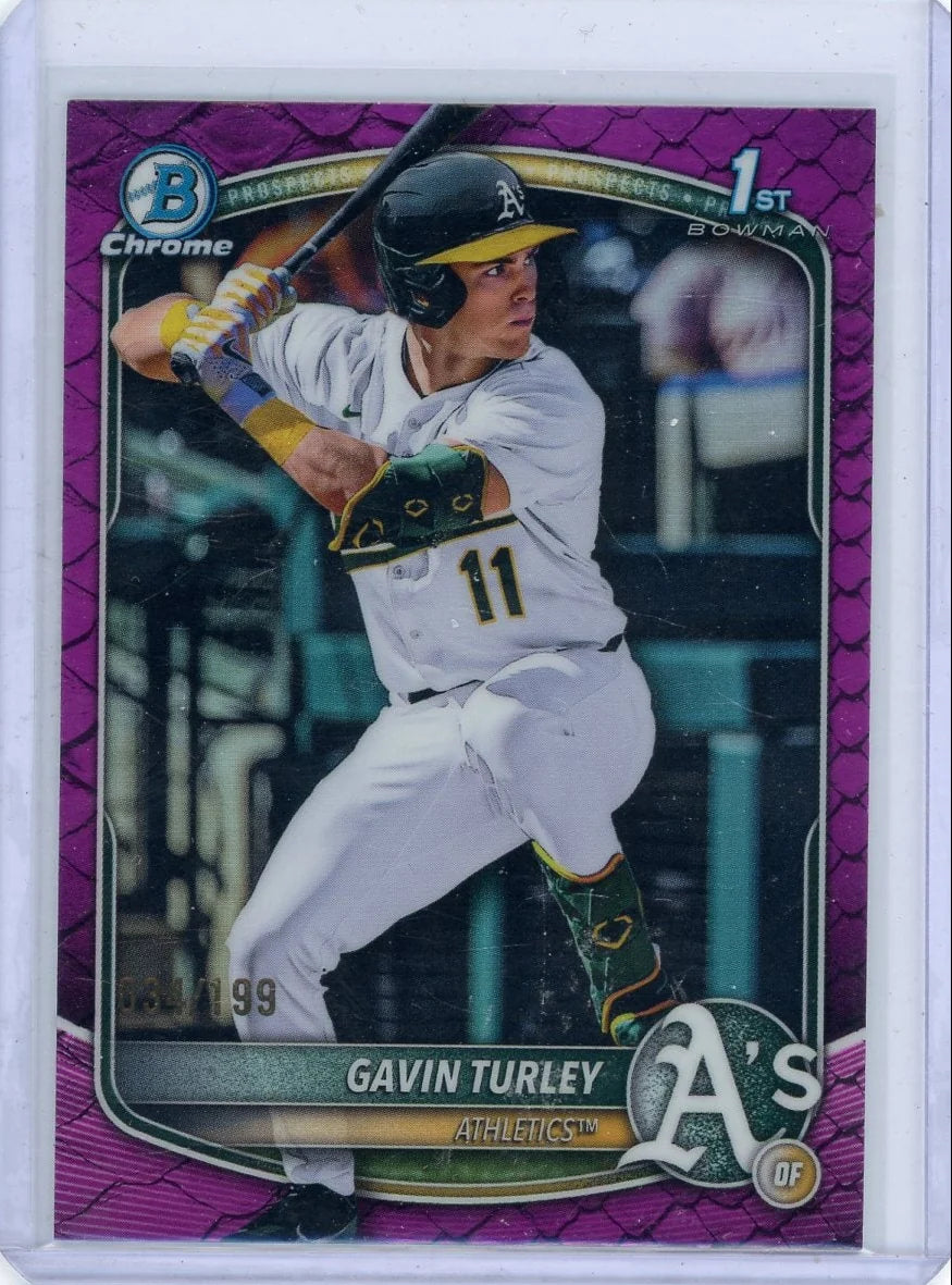 Gavin Turley 2025 Bowman Chrome Fuchsia Reptilian Ref. #'d 034/199