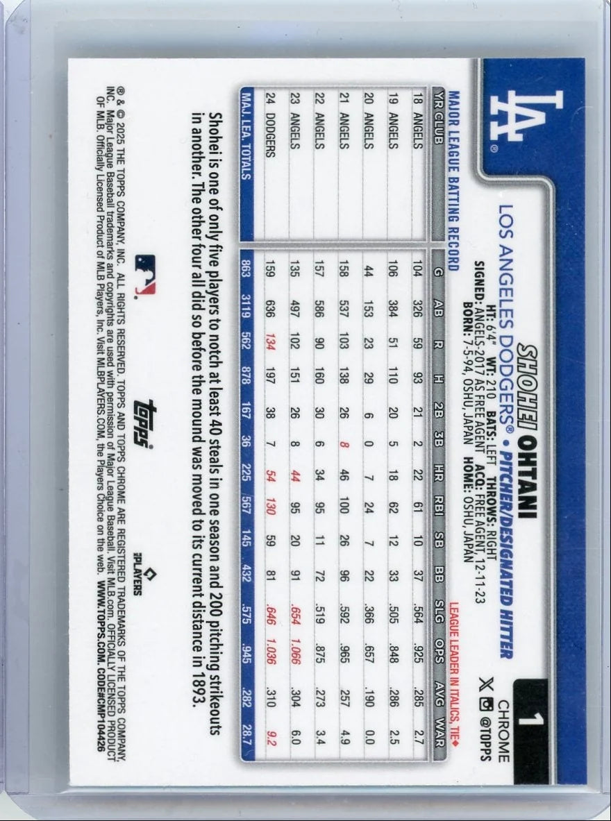 Shohei Ohtani 2025 Topps Chrome Sepia Refractor