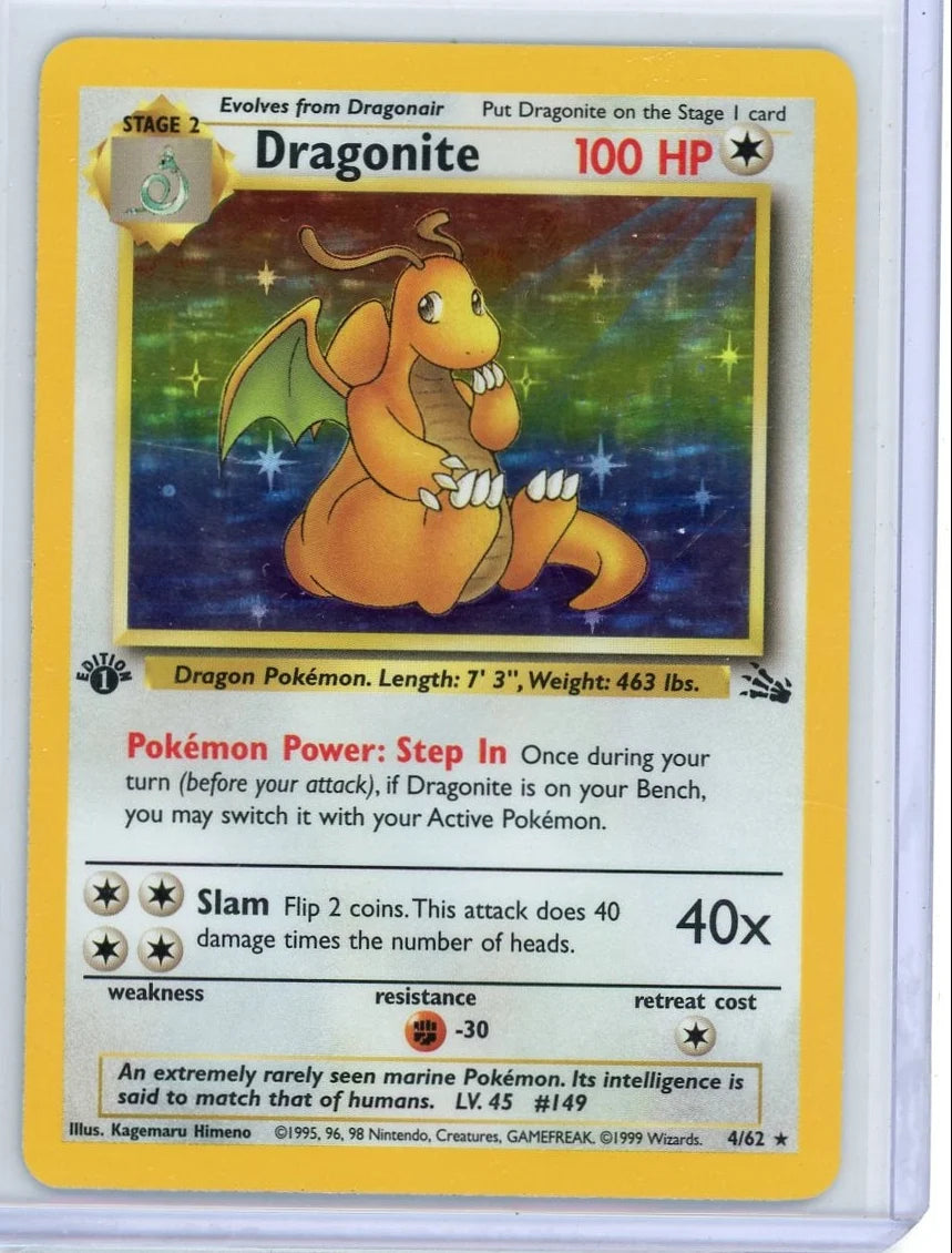 Dragonite Pokémon Fossil 1st Edition Holo #4/62