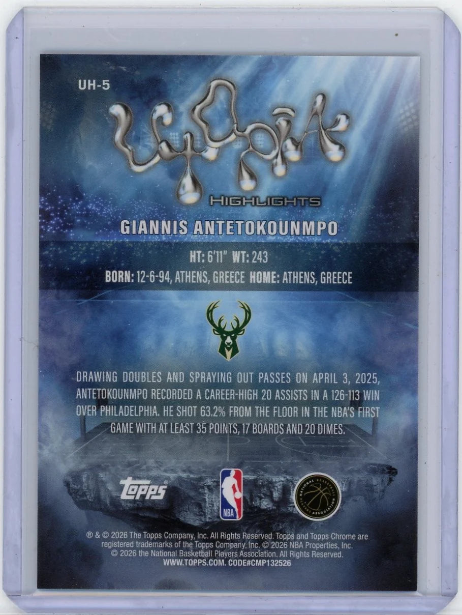 Giannis Antetokounmpo 2025-26 Topps Chrome Cactus Jack Utopia Highlights Green Refractor #'d 35/99