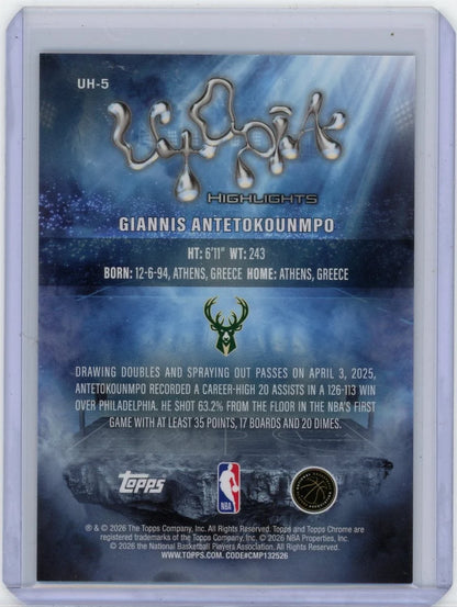 Giannis Antetokounmpo 2025-26 Topps Chrome Cactus Jack Utopia Highlights Green Refractor #'d 35/99