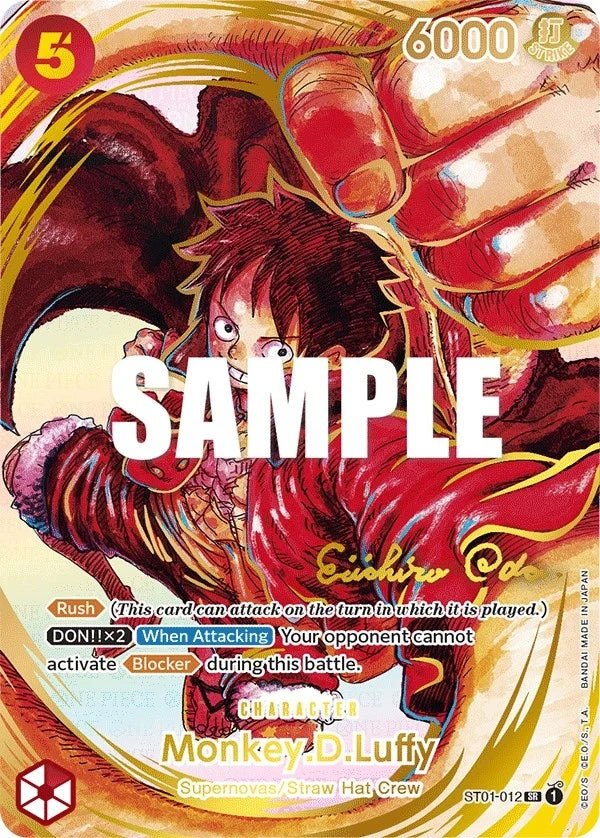 Monkey.D.Luffy (012) (Alternate Art) (Gold-Stamped Signature) (ST01-012) (Awakening of the New Era) (OP05)