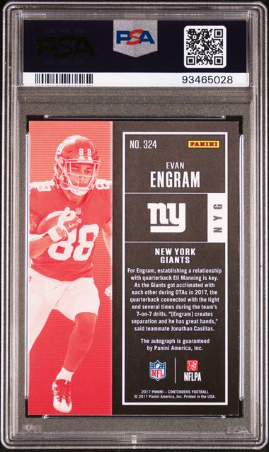 Evan Engram 2017 Panini Contenders cracked ice autograph rookie card #'d 10/25 PSA 9