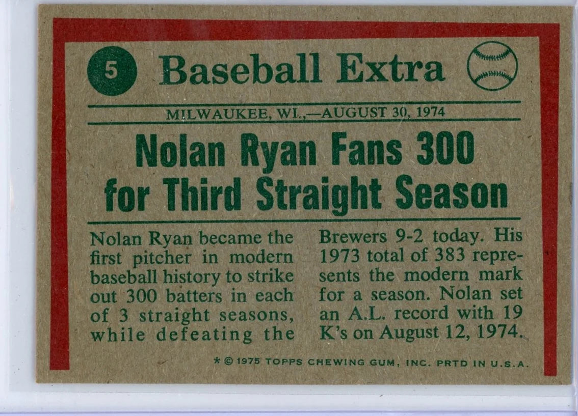 Nolan Ryan 1975 Topps '74 Highlights #5