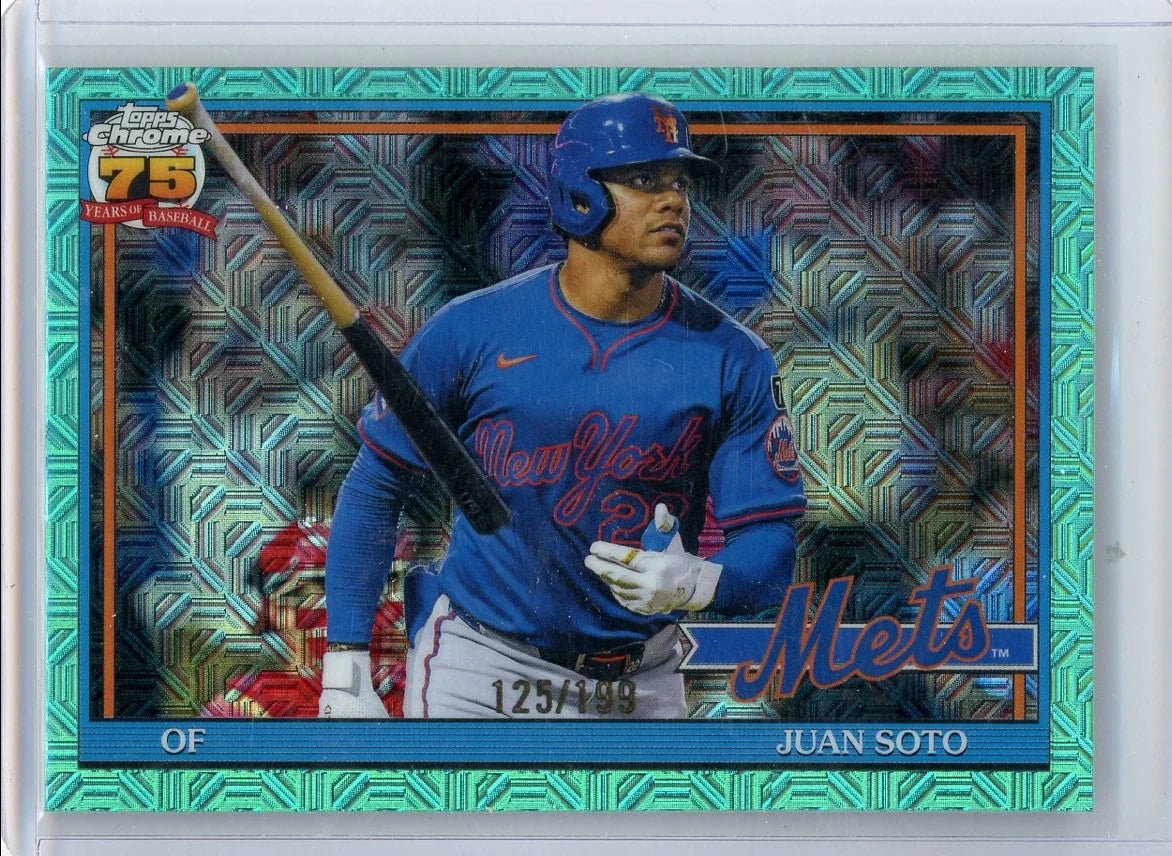 Juan Soto 2026 Topps Series 1 Silver Pack Chrome Aqua Mojo Refractor #'d 125/199