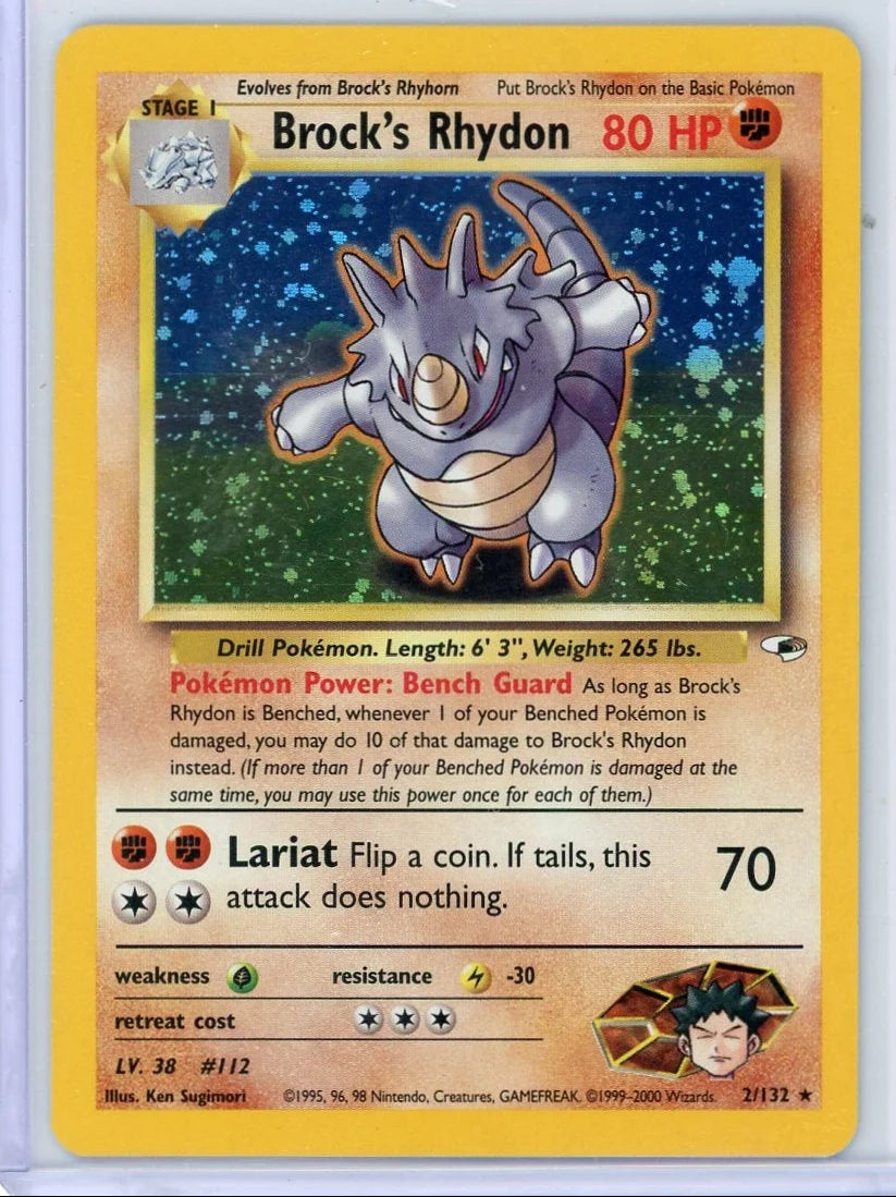 Brock's Rhydon Pokémon Gym Heroes Unlimited Holo #2/132 LP