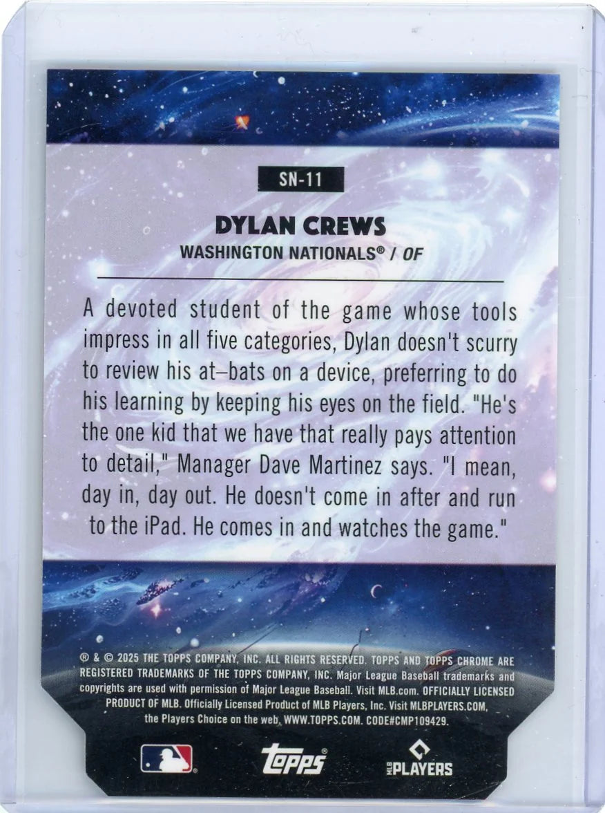 Dylan Crews 2025 Topps Chrome Cosmic Stella Nova Gold Interstellar Refractor #'d 05/50