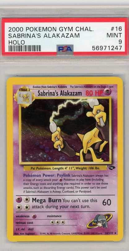 Sabrina's Alakazam Pokémon Gym Challenge Holo #16/132 PSA 9