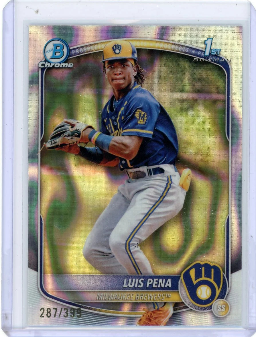 Luis Pena 2025 Bowman Chrome Prospects 1st Bowman Pulsar Refractor #'d 287/399